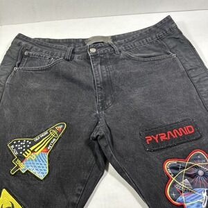 Black‎ Pyramid 36 X 33 Cotton 5 Pocket Jeans Space Ship Space
